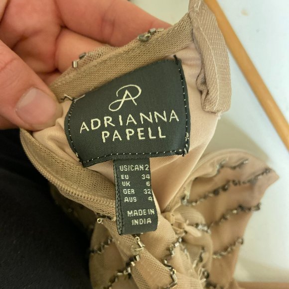 Adrianna Papell Silver Blouson Beaded Gown Dress - Picture 2 of 3